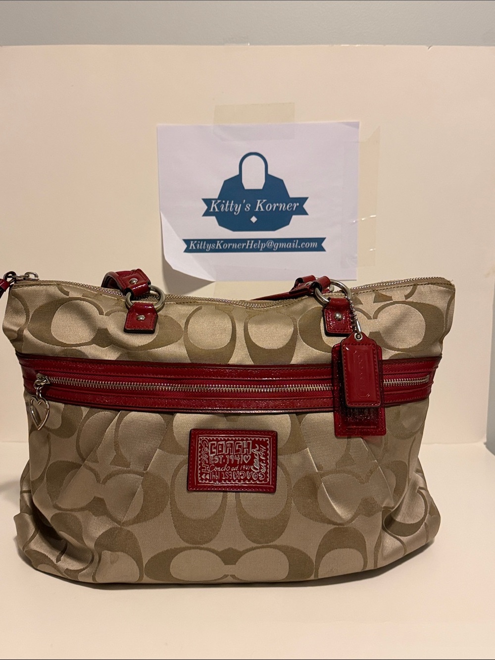 Vintage Coach Sateen Canvas Daisy Poppy Signature Tote/Satchel/Travel Bag